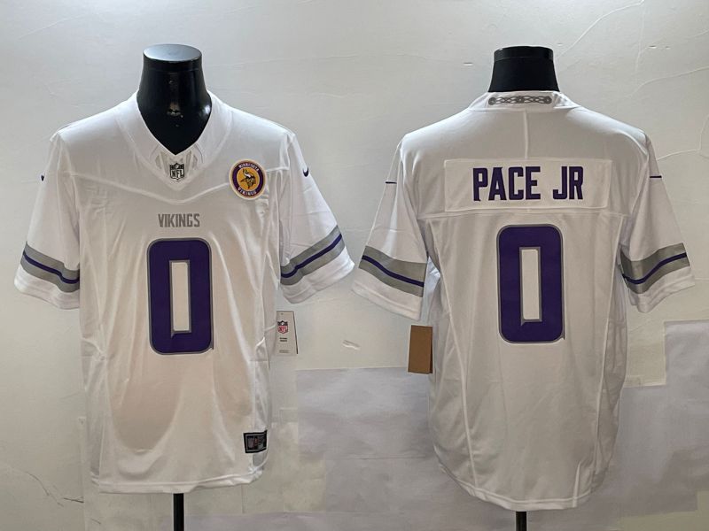 Men Minnesota Vikings 0 Pace jr White Throwback Three generation 2024 Nike Limited NFL Jersey style 2